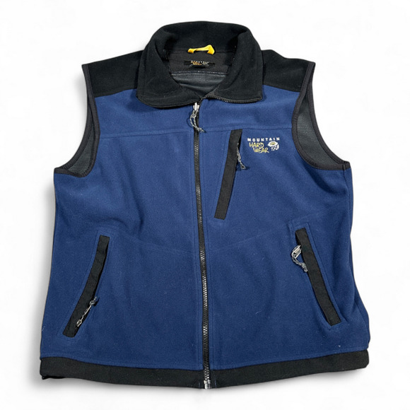 Mountain Hardwear Vest Adult MEDIUM Blue Black Fleece Embroidered ZIp Up Outdoor - Picture 1 of 10